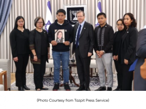 Husband of Filipina killed in Iran strikes meets Israeli president
